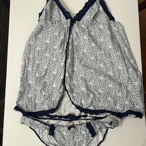 Victoria's Secret White and Blue Chemise with Spaghetti Straps